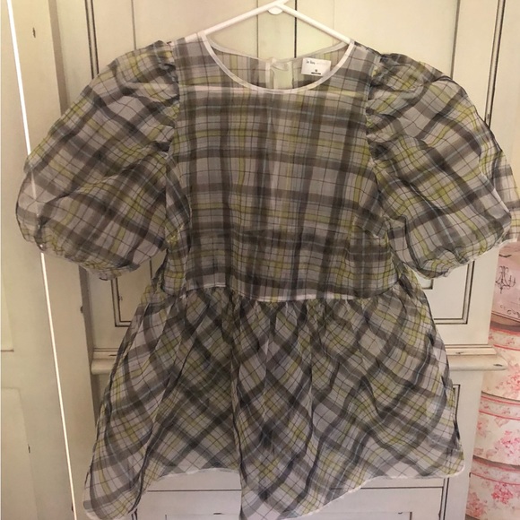 Wilfred sheer plaid babydoll top - Picture 2 of 4